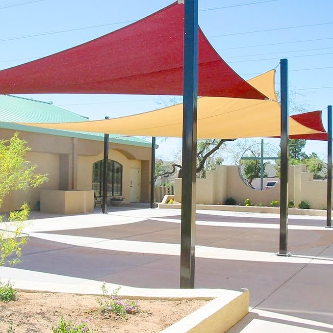 E&K Sunrise 16' x 16' x 16' Sun Shade Sail Triangle Canopy Shade Cover UV Block for Patio Backyard Garden Outdoor (Red)