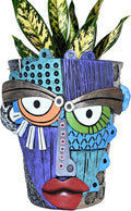 Abstract Face Planter Pots for Plants,Hand-Painted Colorful Flower Pots with Drainage,Indoor Outdoor Garden Decor Gift(Eclectic,Large)