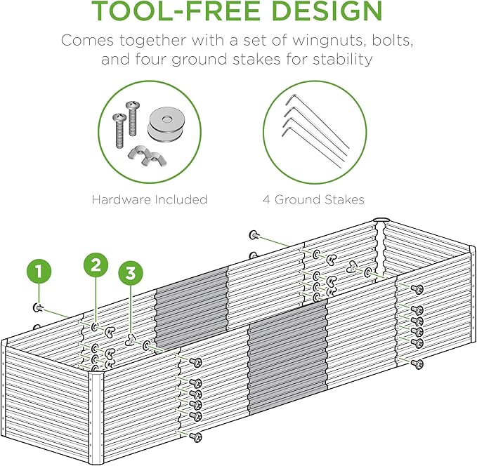 Best Choice Products 8x2x2ft Outdoor Metal Raised Garden Bed, Rectangular Deep Root Planter Box for Vegetables, Flowers, Herbs, and Succulents w/ 239 Gallon Capacity - Gray