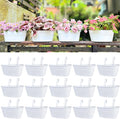 LaLaGreen Planter Boxes Outdoor (15 Pack, 11.8 Inch) White Metal Iron Hanging Flower Pots Deck Railings Rails Fence Buckets Countryside Boho Style Wall Mount Window Box Plant Holder Hooks Porch Decor