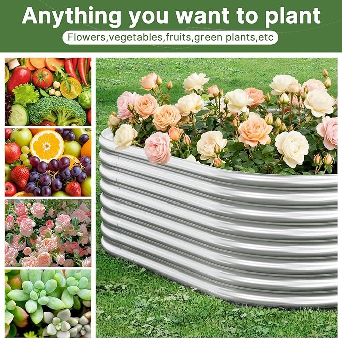 4 PCS 6x3ft Galvanized Raised Garden Bed Outdoor, Metal Garden Bed for Vegetables, Above Ground Garden Box for Flower, Steel Raised Beds for Gardening