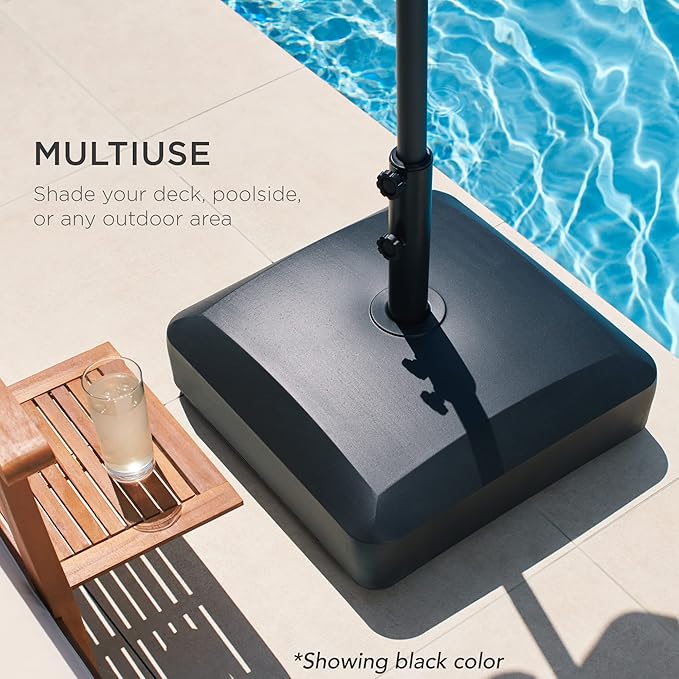 Best Choice Products 123lb Capacity Fillable Mobile Umbrella Base Heavy Duty Market Stand for Patio, Deck, Poolside w/ 4 Wheels, 2 Locks, 2 Knobs, Wind-Resistant Design - Bronze