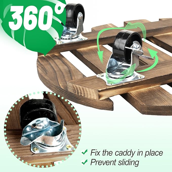 2 Pack Plant Stand with Wheels, Plant Caddies with 360° Lockable Smooth Sliding Wheels Durable Sturdy, Outdoor/Indoor Heavy Duty Rolling Plant Stand for Plant Pot,Flower Pot (Dark Brown 14")