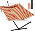 Two Person Hammock with Stand for Outside Heavy Duty, Outdoor Patio Hammock with Portable Steel Stand, Large Double Hammocks,480lbs Capacity.(Red)