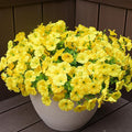 Artificial Flowers for Outdoors, UV Resistant Fake Silk Morning Glory, Realistic Faux Plants for Outside Porch Patio Window Box Hanging Planter (16, Yellow)