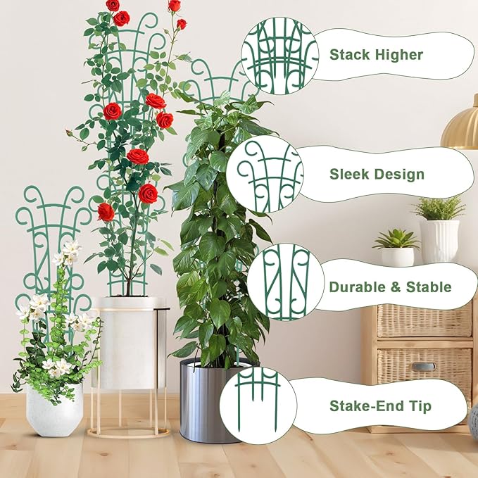 10 Pack Indoor Plant Trellis for Potted Plants, Stackable Garden Trellis for Climbing Plants Outdoor, Small Trellis for Houseplants Rose Hoya Pothos Plant Climber Support