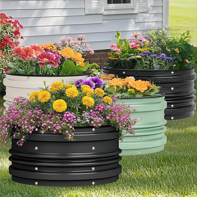 WORKPRO 3PK 2x2x1ft Outdoor Galvanized Raised Garden Bed Kit, Rust & Corrosion Protection, Easy Assembly, Safe Edge, Ideal for Vegetables & Flowers, Black