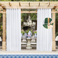 NICETOWN Outdoor Sheer White Weighted Curtains Rod Pocket Back Tab 120 inch Length 2 Panels Set W54, Light Filtering Grommet Mosquito Netting Curtains for Patio/Cabana/Pergola/Porch