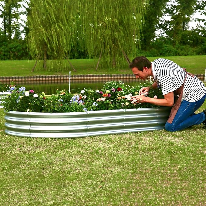 6×3×1 ft Raised Garden Bed, Easy Assembly Galvanized Planter Box for Vegetables, Flowers & Herbs