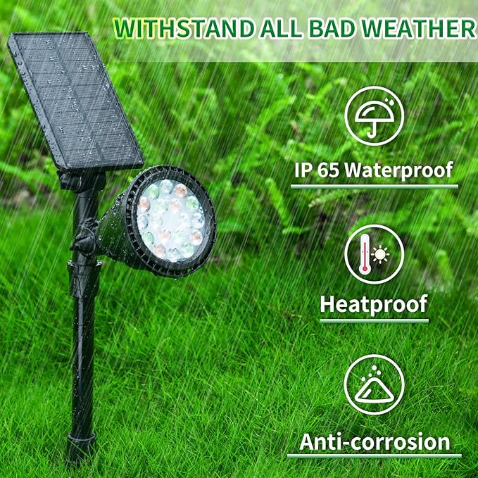 JSOT 4 Pack Halloween Solar Spot Lights Outdoor- RGB Solar Lights Outdoor Waterproof Color Changing Spotlights Christmas Decor, Outside Landscape Lighting for Yard Driveway Tree