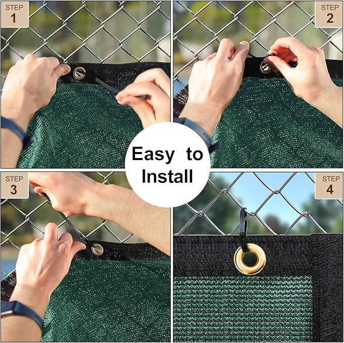 UPGRADE Privacy Fence Screen 5'x52' Dark Green Outdoor 90% Visibility Blockage 170 GSM Mesh Shade Cover Panels for Backyard,Balcony,Home Decoration with Zip Ties,Customized Avaliable