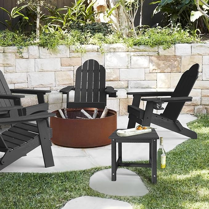 Adirondack Square Side Table,one-Tier Outdoor end Table, Patio Side Table for Pool,Porch,Backyard,Relaxing Companion