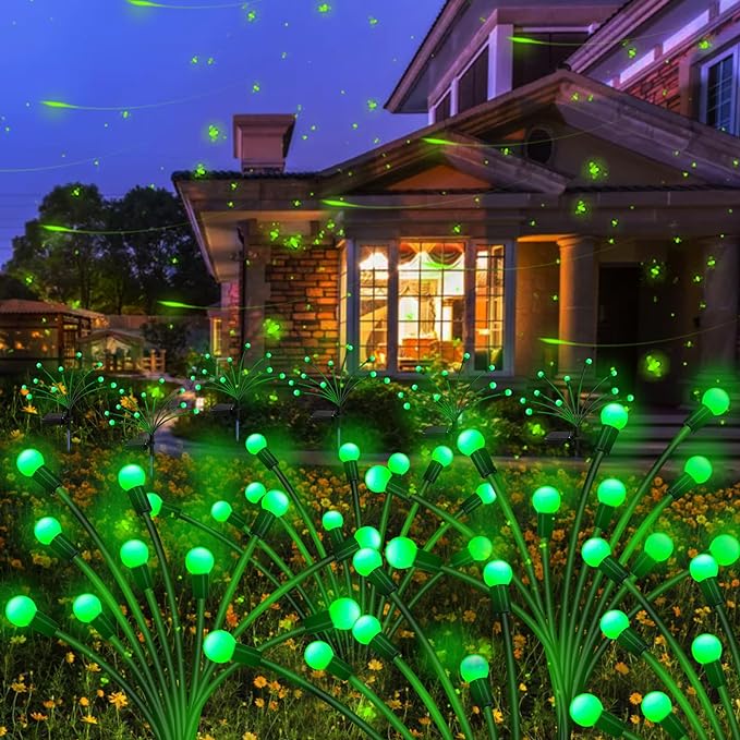 Kohlrabi Solar St Patricks Day Lights Outdoor, 2 Pack 20 LED Solar Green Firefly Lights, Waterproof Wind Swaying Light for St. Patrick's Day Irish Day Outside Yard Patio Decoration
