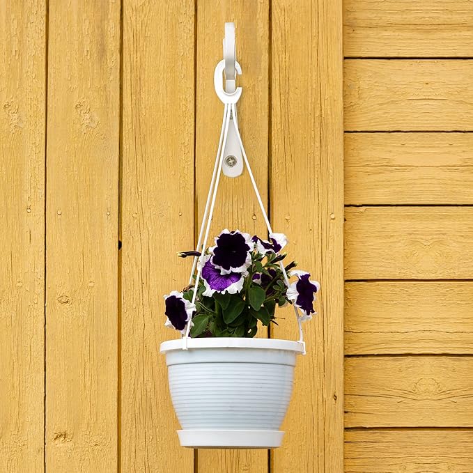 Plant Hanger Indoor/Outdoor 10 inch Metal Wall Plant Hook Decorative Plant Hanger for Bird Feeders, Planters, Lanterns, Wind Chimes, Home Decor(4Pack,White)