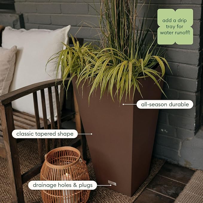Veradek V-Resin Indoor/Outdoor Taper Planter (26 inch, Espresso)