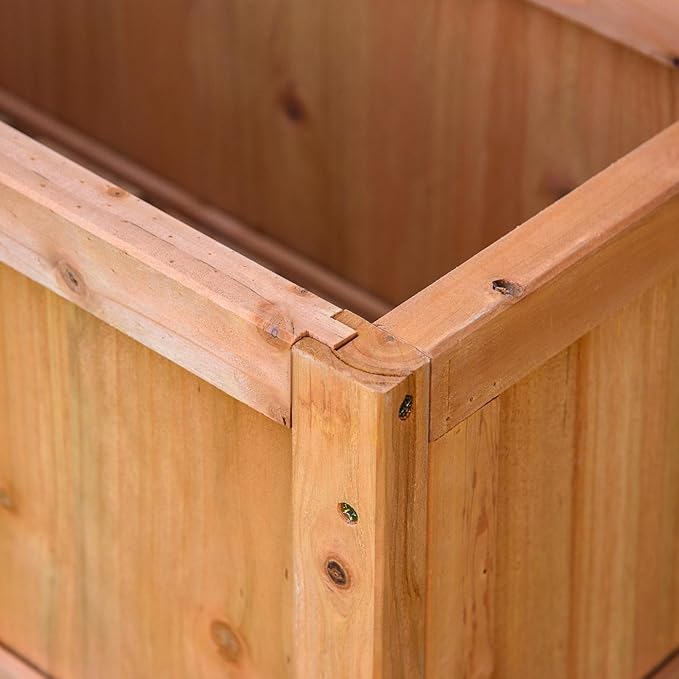 Outsunny Wooden Raised Garden Bed with Trellis, 46" Planter Box, to Grow Vegetables, Herbs, and Flowers for Backyard, Patio, Brown