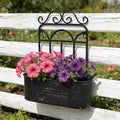 Rustic Metal Wall Planter Vintage Wall Mounted Flower Pot Distressed Wall Hanging Plant Basket Farmhouse Wall Decor for Indoor Outdoor Garden Home Yard (Black)