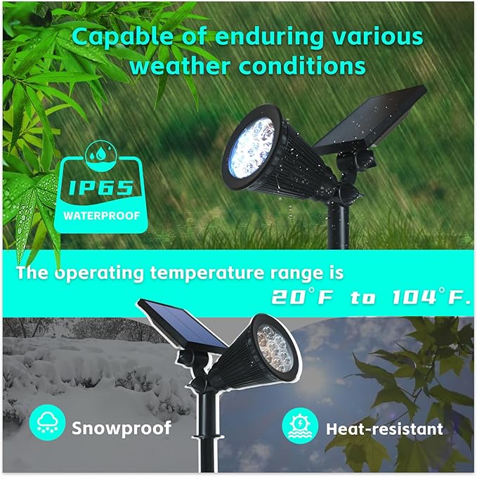 Solar Spot Lights Outdoor Color Changing, 8 Lighting Modes 2-in-1 Solar Lights Outdoor Waterproof, Auto On/Off Multicolor Solar Powered Landscape Spotlights for Garden Patio Yard Pool, 4 Pack