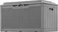 Greesum 100 Gallon Resin Deck Box Large Outdoor Storage with Cushions for Patio Furniture, Garden Tools, Pool Supplies, Weatherproof and UV Resistant, Lockable,Gray