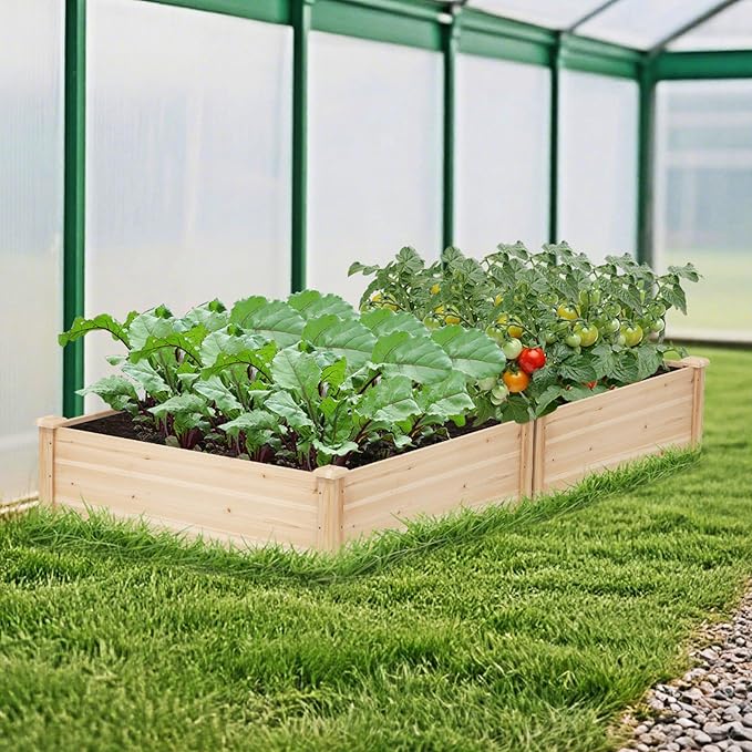 Giantex Raised Garden Bed, Wood Planter Box, Outdoor Square Garden Bed for Vegetable Flower Herb Succulent, 40" Lx40 Wx12 H, Easy Assembly