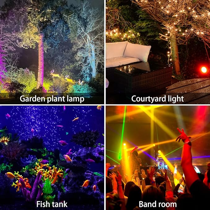 AVEKI Solar Pond Spotlights, 12 LED Solar Underwater Lights with Dual Head Waterproof Submarine Landscape Spotlight Security Lighting for Outdoor Patio Ganden Fountain Pond… (RGB, Dual Head)