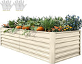 YITAHOME 6x3x2ft Large Raised Garden Bed Kit, Galvanized Metal Planter Box with Gloves, Support Rod, Outdoor Above Ground Planters for Plants Vegetables Flowers, Cream Yellow