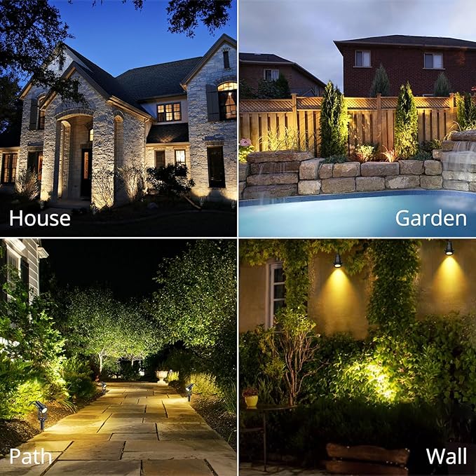 B-right Solar Spot Lights Outdoor, 8 Modes IP65 Waterproof Solar Powered Garden Spotlights 4-in-1 Landscape Lighting Auto On/Off with Remote Solar Uplights for Patio Pathway Tree 2700K Warm White