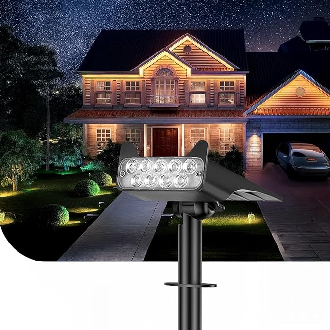 Solar Spotlights Outdoor Waterproof Landscape Path Lights Solar Dusk to Dawn Outdoor Lighting 4 Brightness Modes for Garden Pathway Tree Driveway Porch Yard