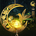 Moon Hummingbird Wind Chime Outdoor, Handcrafted Metal Garden Wind Chimes with Hummingbird Charms, Melodic Wind Bells for Patio Porch Decor, Weatherproof Gift for Nature Lovers & Bird Watchers