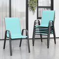 Patio Chairs Set of 6, Stackable Outdoor Dining Chairs for All Weather Textilene Fabric & Metal Frame, Outdoor Chairs Set for Backyard Deck Garden