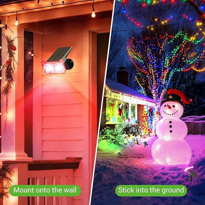 WdtPro Solar Color Changing Spot Lights, 8 Lighting Modes Solar Lights Outdoor Waterproof, Multicolor RGB Outdoor Light, 7 Colors Auto Cycling Landscape Spolights for Yard Garden Decoration, 6 Pack