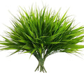 alyptus Artificial Grass Outdoor 12 Bundles Fake Plants Outside Green Onion Faux Greenery Shrubs for Front Porch Planters Pot Décor for Outdoors (Grass)