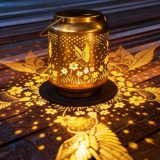 Solar Lanterns Garden Decor, Solar Light Outdoor Waterproof, Hummingbird Hanging Lantern Lights for Women Mom Grandma, Yard Decorations Lanterns for Yard, Patio, Backyard, Porch