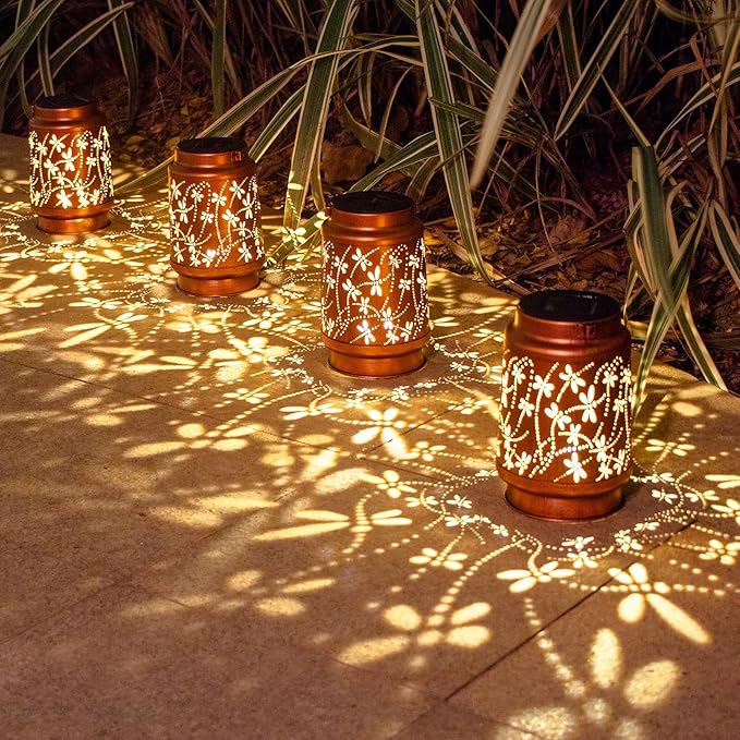 2 Pack Dragonfly Birthday Gifts for Women Mom Grandma Solar Lanterns Outdoor Waterproof Garden Decor Hanging LED Decorative Light for Patio Yard Lawn Gardening Gifts