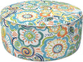 LVTXIII Outdoor/Indoor Inflatable Stool Ottoman, All Weather Patio Footrest Pouf, Portable Round Ottoman for Patio Garden, Camping or Home, D21xH9 Inches, Flower Blue
