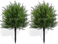 Artificial Topiary Bushes for Outdoors with Spike, Boxwood Ball Fake Shrubs UV Resistant Faux Plants for Indoor Outdoor Fall Thanksgiving Halloween Decor (Cedar Topiary Ball Trees)