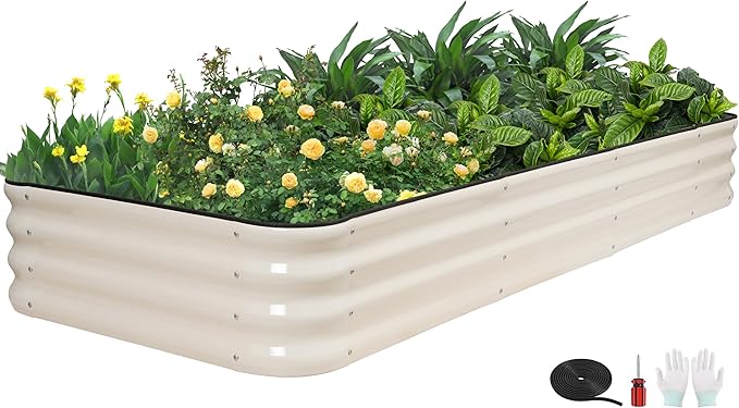 GoCampDriect 6IN1 Raised Garden Bed - 8x3x1ft Galvanized Raised Garden Boxes Outdoor Corrosion Resistant | Variable Shape 9x2x1ft Metal Raised Garden Beds for Planting Vegetable, Fruits,Flower