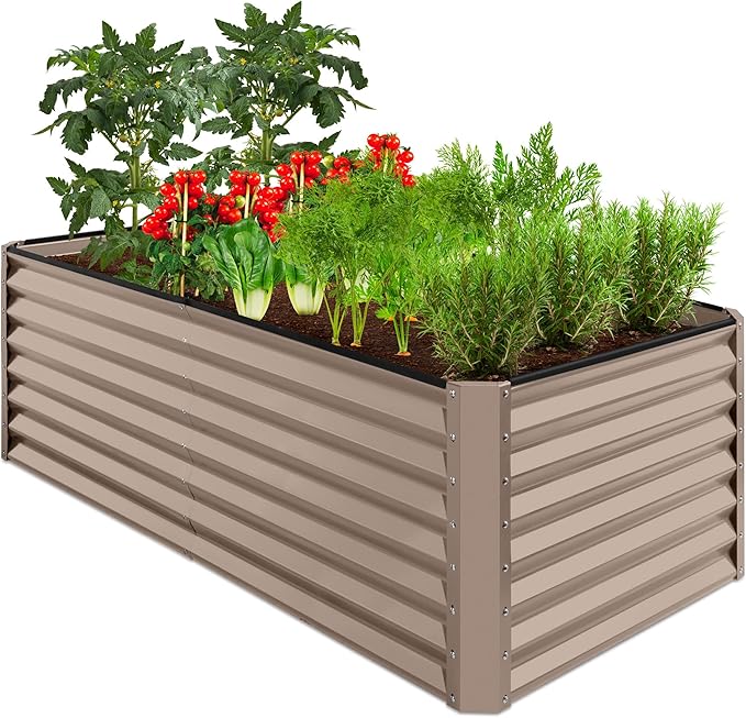 Best Choice Products 6x3x2ft Outdoor Metal Raised Garden Bed, Deep Root Box Planter for Vegetables, Flowers, Herbs, 269 Gallon Capacity, 100% Non Toxic Materials - Taupe