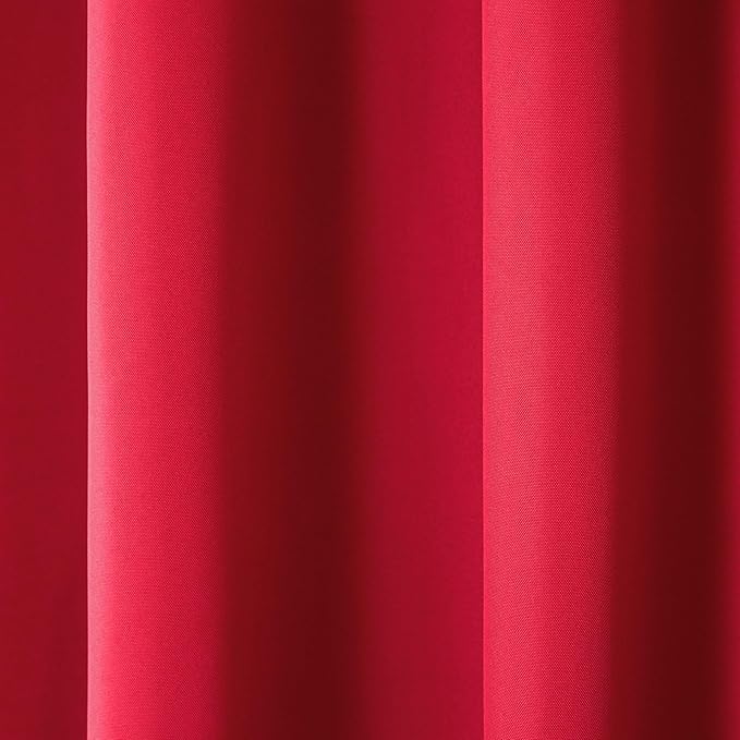 TOWN & COUNTRY BASICS Cabana Solid Heavyweight Indoor Outdoor Curtains, Light Filtering Opacity with Grommet Top, Water Repellent, 2-Pack Set, 54"x108", Radiant Red