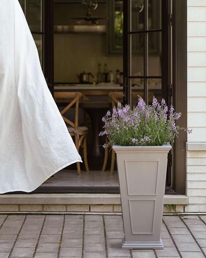 Veradek Fairmont Tall Plastic Planter - Large Outdoor Planter for Front Porch | Crack Resistant All-Weather Use | Classic Estate Design for Tall Plants, Flowers, Trees