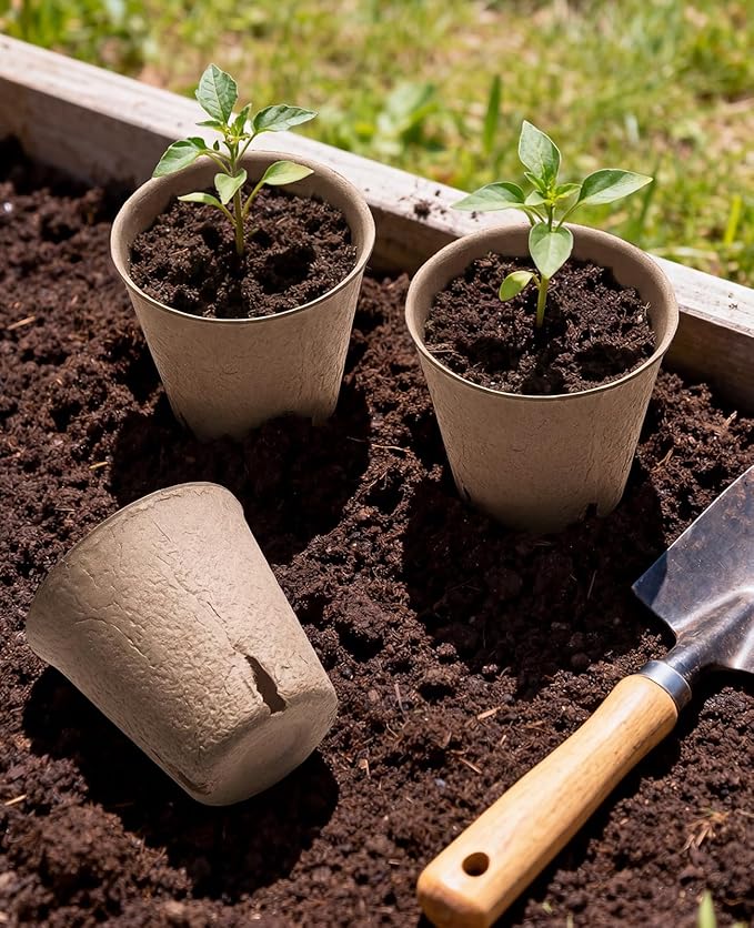homenote Peat Pots, 3.15/4 Inch 120 Pcs Seed Starting Pots with Drainage Holes Round Nursery Plants Pots with Bonus 20 Plant Labels