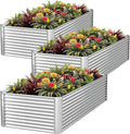 FRIZIONE 3pcs Tall 4x2x1.5ft Galvanized Raised Garden Bed Outdoor,Steel Garden Bed for Vegetables,Above Ground Garden Box for Flower,Metal Raised Beds for Gardening