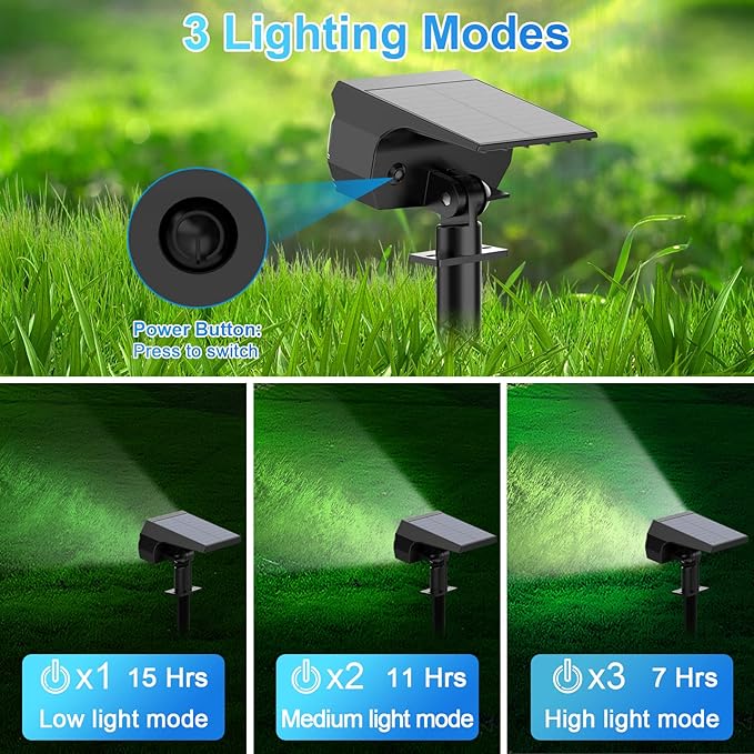 Solar Spot Lights Outdoor, [57 LED/6 Pack] Solar Lights Outdoor IP65 Waterproof, 3 Modes Solar Powered Landscape Spotlights for Garden Yard Outside Patio Pathway Pool(Cold White)