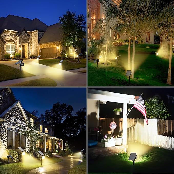 btfarm 2 Pack Solar Spot Lights Outdoor Waterproof IP65, 52 LED Landscape Lights 3 Lighting Modes, Spotlights Outdoor for Outside Yard Garden Tree (Warm White)