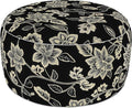 LVTXIII Indoor/Outdoor Extra Large Inflatable Ottoman Pouf D31 x H14 Inch, Round Footstool with Handle, Weather-Resistant Portable Furniture for Patio, Camping, Beach, Elegant Vines Black