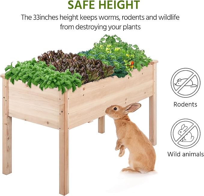 Yaheetech 2pcs Raised Garden Bed 48x24x30in Elevated Wooden Horticulture Planter Box with Legs Standing Growing Bed for Gardening/Backyard/Patio/Balcony, Wood