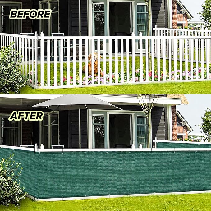 LOVE STORY 3'x10' Dark Green Balcony Screen Privacy Fence Cover UV Protection (HDPE) Weather-Resistant 3 FT Height Shield for Deck, Patio, Backyard, Outdoor Pool, Porch, Railing