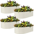 Garvee 4 Pack Galvanized Raised Garden Bed, 8x4x2 ft Metal Planter Box for Flowers Herbs Vegetables, Rust-Resistant Raised Garden Beds for Gardening, Easy Assembly Outdoor Garden Box & Planters,Beige