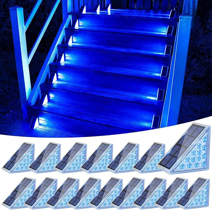 VOLISUN Solar Stair Lights 16 Pack, Solar Step Lights Outdoor, Halloween Light, LED Outdoor Step Light,Outdoor Light Decor for Stair, Deck, Front Step and Front Porch