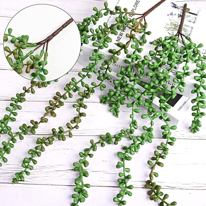Waipfaru 4Pcs Artificial Hanging Plants, Fake Vines Fake Hanging Plants for Outdoors UV Resistant Ivy Artificial Plants Outdoor Faux Plants Indoor Bedroom Living Room Boho Wall Porch Shelf Decor